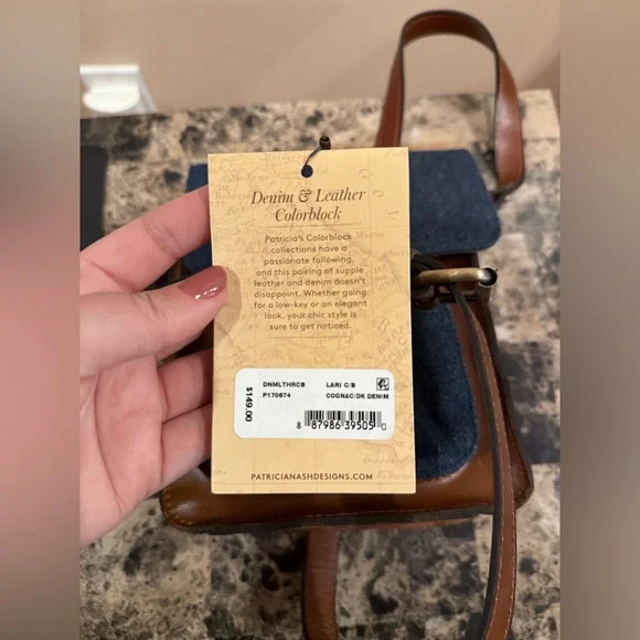 Patricia Nash Denim Leather Colorblock Lari Crossbody - Picture 12 of 16